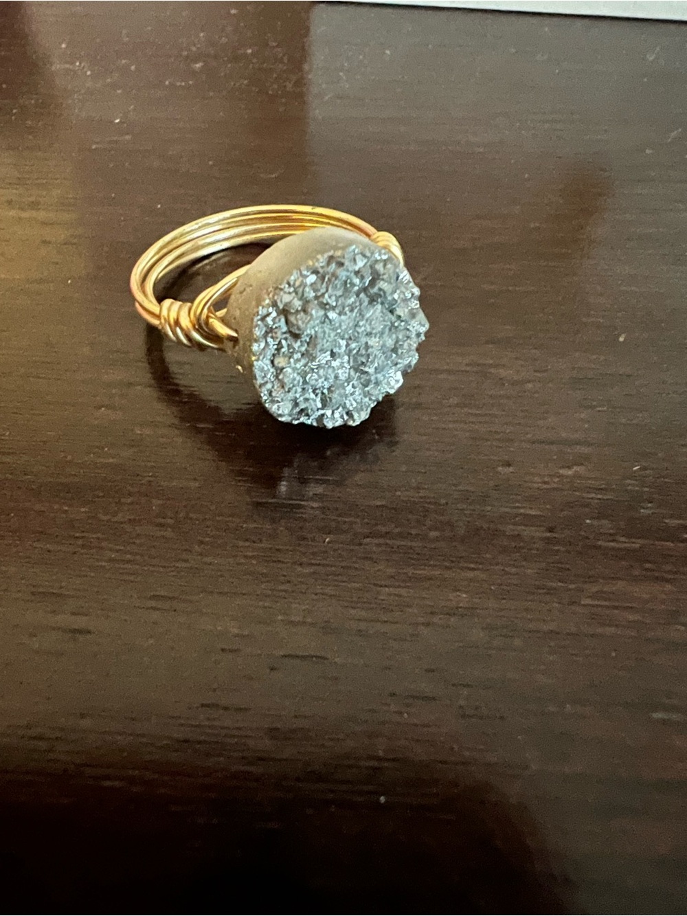Bourbon and Bowties Gold Chain Necklace and Ring with Silver Druzy Discs - Picture 9 of 12